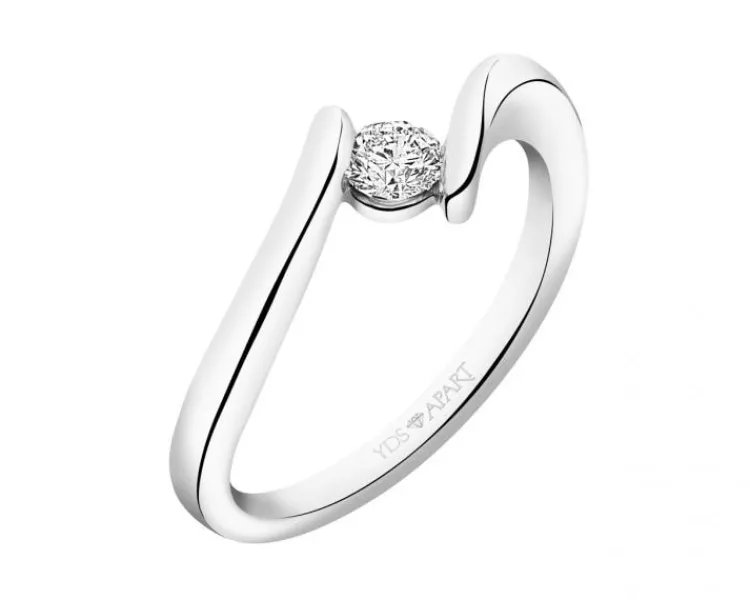 Online Apart Pierścionek z białego złota z brylantem - 0,18 ct - próba 750