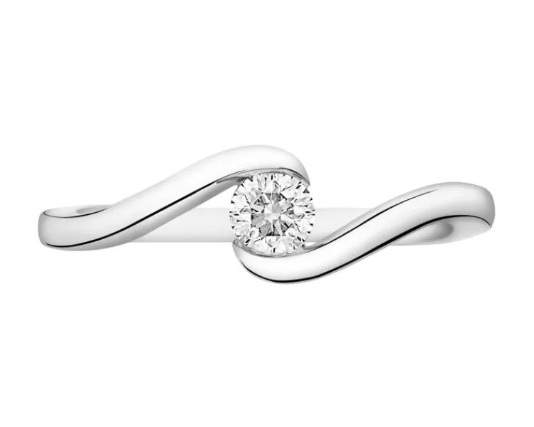 Outlet Apart Pierścionek z białego złota z brylantem - 0,23 ct - próba 750