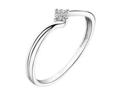 Apart Pierścionek z białego złota z diamentami - 0,01 ct - próba 375< Pierścionki
