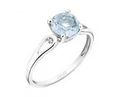 Apart Pierścionek z białego złota z diamentami i topazem Sky Blue - próba 375< Pierścionki