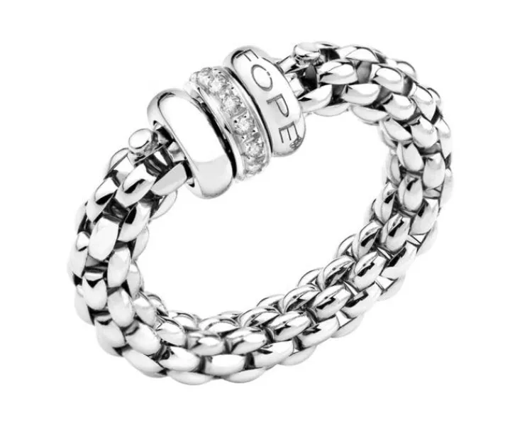 Fope Pierścionek z białego złota z brylantami - 0,10 ct - próba 750< Pierścionki