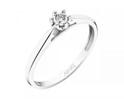 Apart Pierścionek z białego złota z brylantem - serce - 0,02 ct - próba 375< Pierścionki