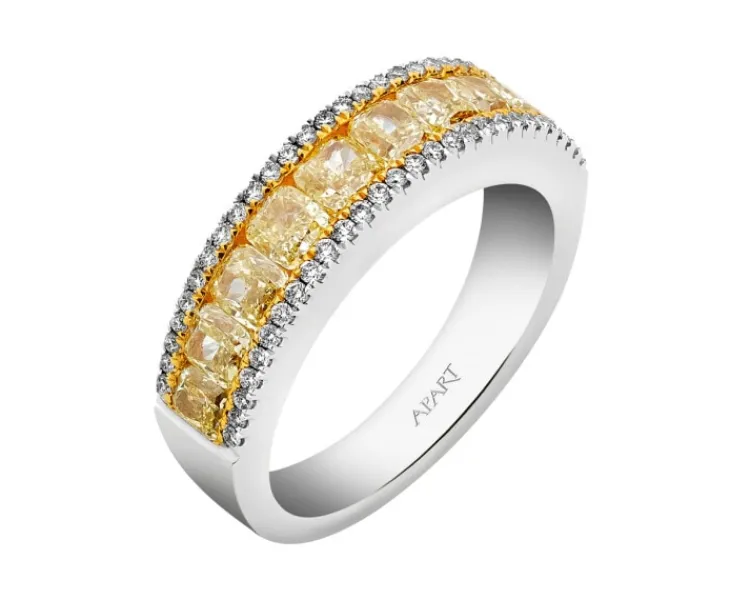 Outlet Apart Pierścionek z białego złota z diamentami Fancy Yellow - 1,77 ct - próba 750
