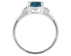Apart Pierścionek z białego złota z diamentami i topazem London Blue - próba 375< Pierścionki