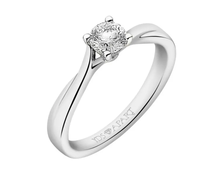 Discount Apart Pierścionek z białego złota z brylantem - 0,40 ct - próba 750