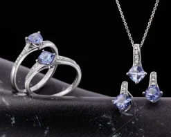 Apart Pierścionek z białego złota z diamentami i tanzanitem - próba 585