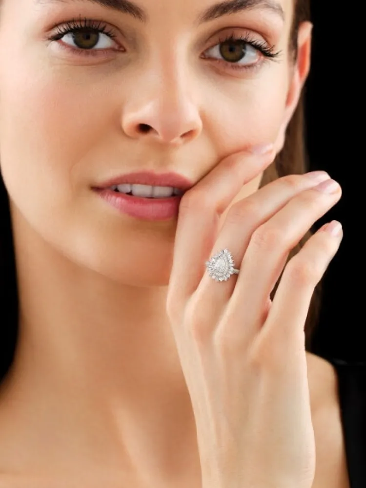 Discount Apart Pierścionek z białego złota z diamentami - SI1/G - 0,85 ct - próba 585