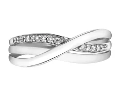 Online Apart Pierścionek z białego złota z brylantami - 0,06 ct - próba 750