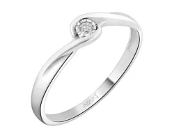 Apart Pierścionek z białego złota z brylantem - 0,02 ct - próba 585< Pierścionki