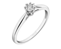 Discount Apart Pierścionek z białego złota z brylantem - 0,06 ct - próba 585