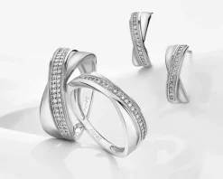 Apart Pierścionek z białego złota z diamentami - 0,07 ct - próba 585< Pierścionki