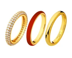 Artelioni Pierścionek z mosiądzu pozłacany z cyrkoniami i emalią< Pierścionki