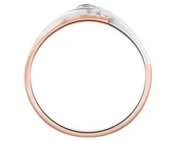 New Apart Pierścionek z różowego i białego złota z brylantem - 0,02 ct - próba 375