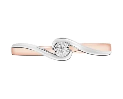 Sale Apart Pierścionek z różowego i białego złota z brylantem - 0,02 ct - próba 585