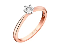 New Apart Pierścionek z różowego i białego złota z brylantem - 0,03 ct - próba 375
