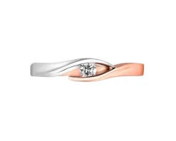 Clearance Apart Pierścionek z różowego i białego złota z brylantem - 0,07 ct - próba 585