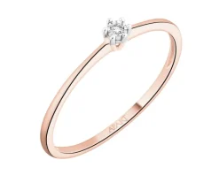 Apart Pierścionek z różowego i białego złota z brylantem - 0,01 ct - próba 375