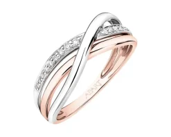 Sale Apart Pierścionek z różowego i białego złota z brylantami - 0,06 ct - próba 585