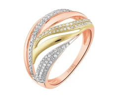 Apart Pierścionek z różowego, żółtego i białego złota z diamentami - 0,27 ct - próba 585< Pierścionki