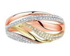 Apart Pierścionek z różowego, żółtego i białego złota z diamentami - 0,27 ct - próba 585< Pierścionki