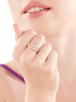 Apart Pierścionek z różowego, żółtego i białego złota z diamentami - 0,27 ct - próba 585< Pierścionki
