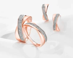 Apart Pierścionek z różowego złota z diamentami - 0,07 ct - próba 585< Pierścionki