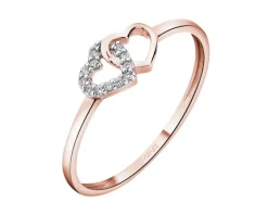 Apart Pierścionek z różowego złota z diamentami – serca - 0,02 ct - próba 375< Wszystkie
