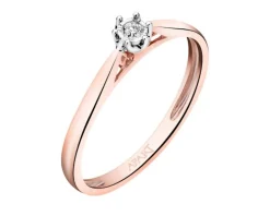 Apart Pierścionek z różowego złota z brylantem - 0,03 ct - próba 375< Pierścionki