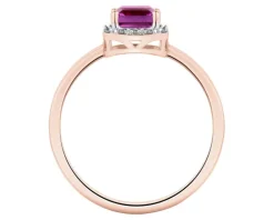 Outlet Apart Pierścionek z różowego złota z diamentami i ametystem - próba 585