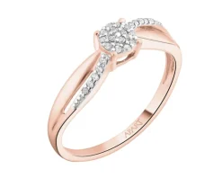 Clearance Apart Pierścionek z różowego złota z diamentami - 0,05 ct - próba 375