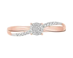 Clearance Apart Pierścionek z różowego złota z diamentami - 0,05 ct - próba 375