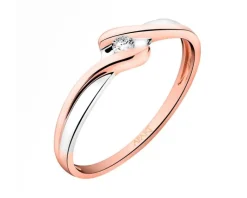 Apart Pierścionek z różowego złota z brylantem - 0,04 ct - próba 375< Pierścionki