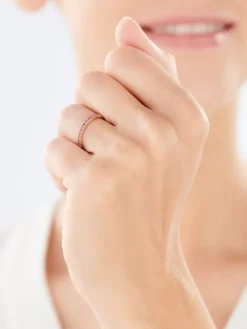 Apart Pierścionek z różowego złota z diamentem i ametystami - próba 375< Pierścionki