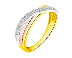 Apart Pierścionek z żółtego, białego i różowego złota z diamentami - 0,15 ct - próba 585< Pierścionki
