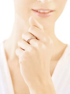 Apart Pierścionek z żółtego, białego i różowego złota z diamentami - 0,15 ct - próba 585< Pierścionki