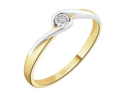 Sale Apart Pierścionek z żółtego i białego złota z brylantem - 0,02 ct - próba 375