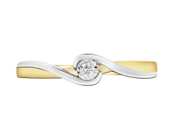 Sale Apart Pierścionek z żółtego i białego złota z brylantem - 0,02 ct - próba 375
