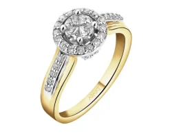 Discount Apart Pierścionek z żółtego i białego złota z diamentami - 0,72 ct - próba 585