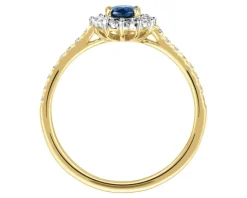 Discount Apart Pierścionek z żółtego i białego złota z diamentami i szafirem - próba 585