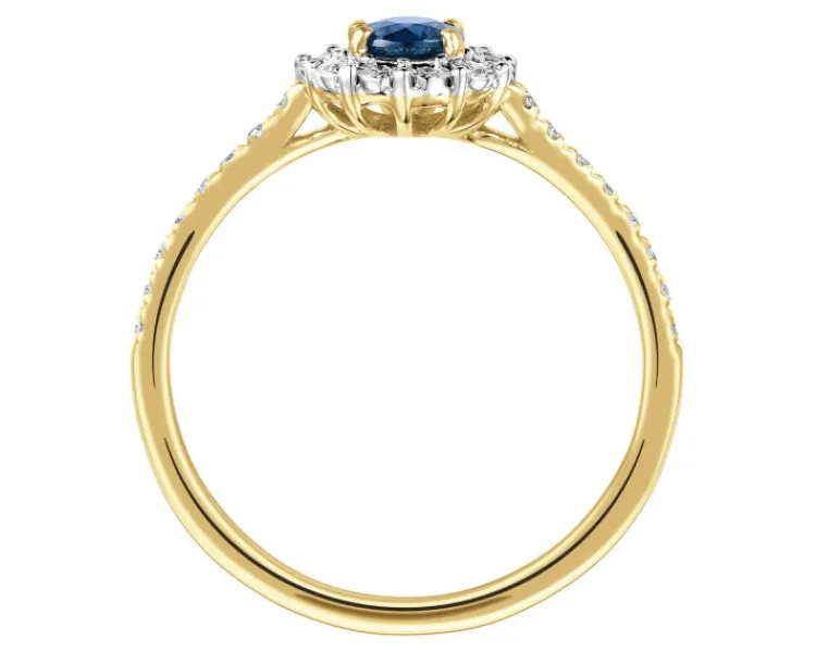 Discount Apart Pierścionek z żółtego i białego złota z diamentami i szafirem - próba 585