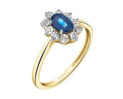 Discount Apart Pierścionek z żółtego i białego złota z diamentami i szafirem - próba 585