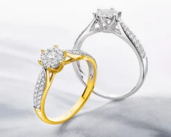 Apart Pierścionek z żółtego i białego złota z brylantami - 0,25 ct - próba 750< Pierścionki