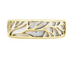 Apart Pierścionek z żółtego i białego złota z brylantem - 0,008 ct - próba 585< Pierścionki