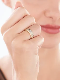 Apart Pierścionek z żółtego i białego złota z brylantem - 0,008 ct - próba 585< Pierścionki