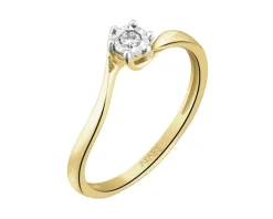 New Apart Pierścionek z żółtego i białego złota z brylantem - 0,05 ct - próba 585