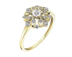 Clearance Apart Pierścionek z żółtego i białego złota z brylantami - rozeta - 0,21 ct - próba 585