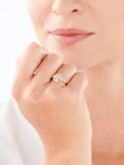 Clearance Apart Pierścionek z żółtego i białego złota z brylantami - rozeta - 0,21 ct - próba 585
