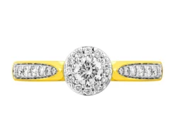 Outlet Apart Pierścionek z żółtego i białego złota z brylantami - 0,35 ct - próba 585