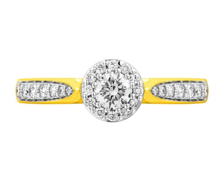 Outlet Apart Pierścionek z żółtego i białego złota z brylantami - 0,35 ct - próba 585