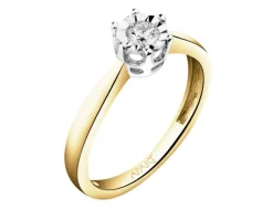 Apart Pierścionek z żółtego i białego złota z brylantem - 0,15 ct - próba 585< Pierścionki